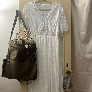 White lace maxi dress